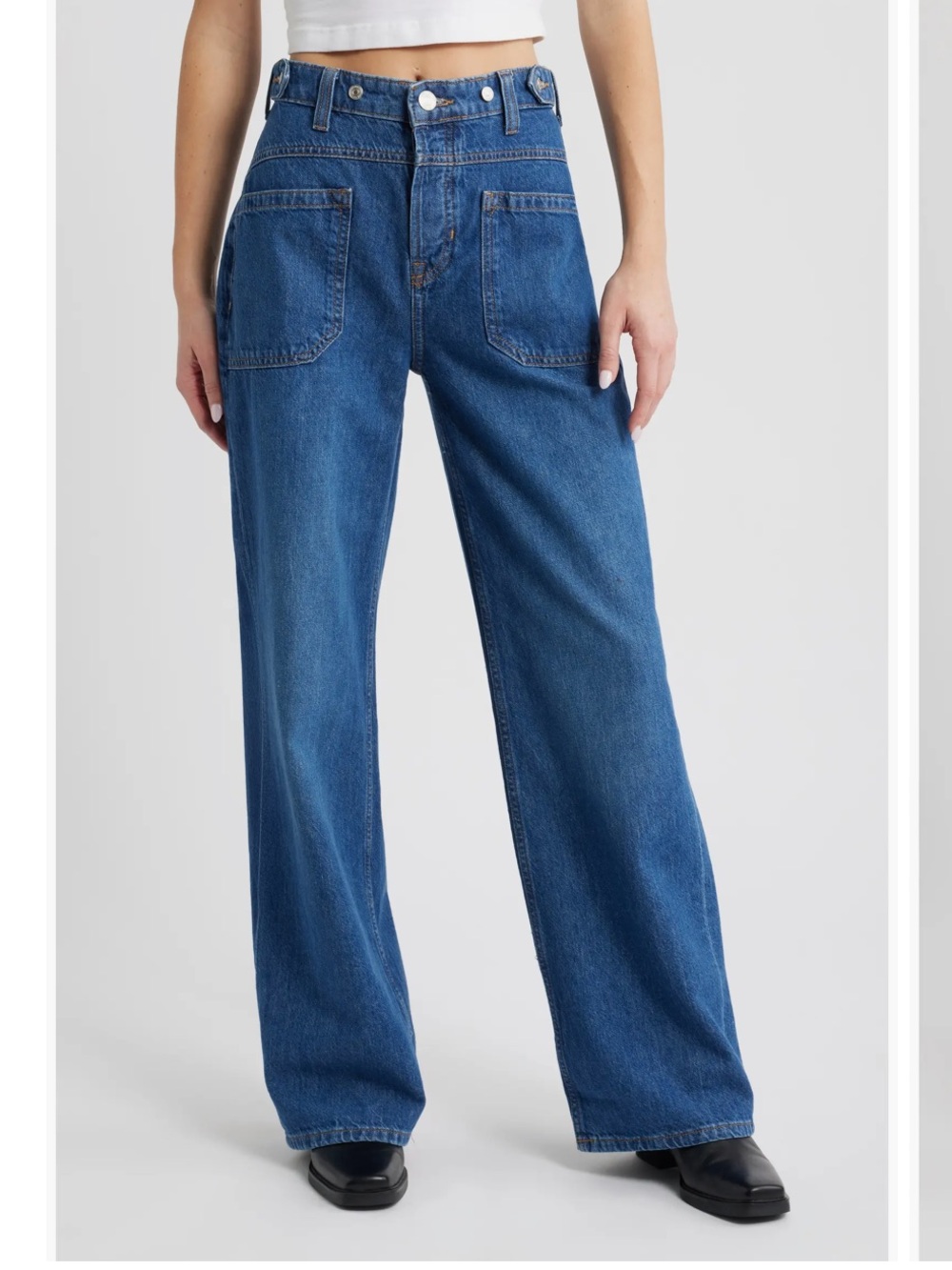 Free People We the Free Palmer Cuffed Baggy Jeans Denim